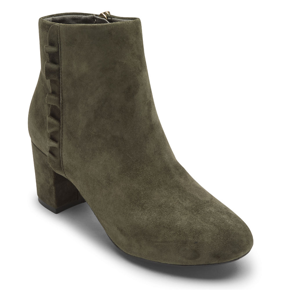 Rockport Singapore Womens Boots - Total Motion Oaklee Ruffle Green - OU5428791